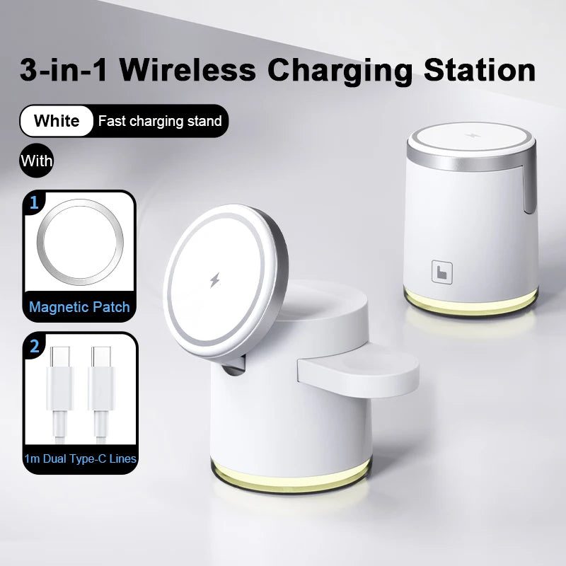 3-in-1 Qi2 Fast Wireless Charging Station