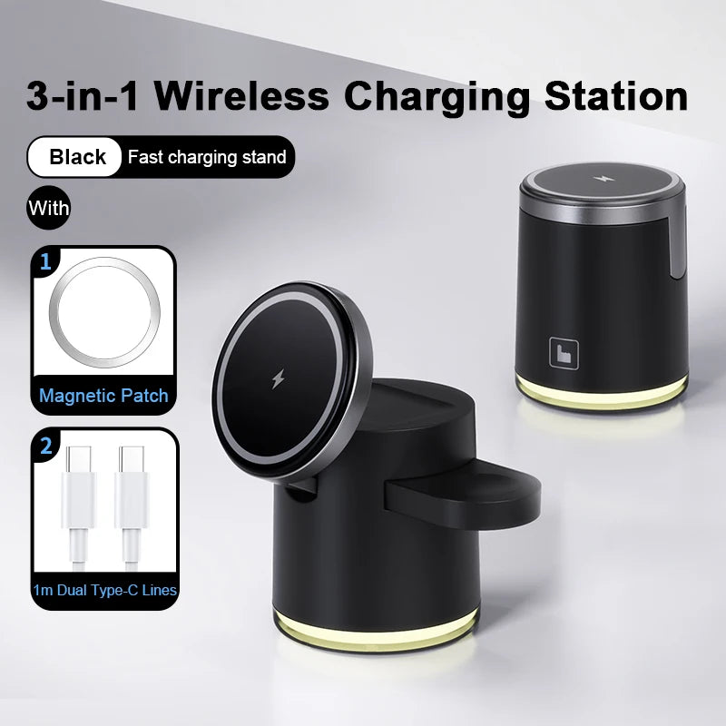 3-in-1 Qi2 Fast Wireless Charging Station