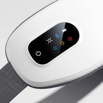 Close-up of the Velto Heated Eye Massager control panel
