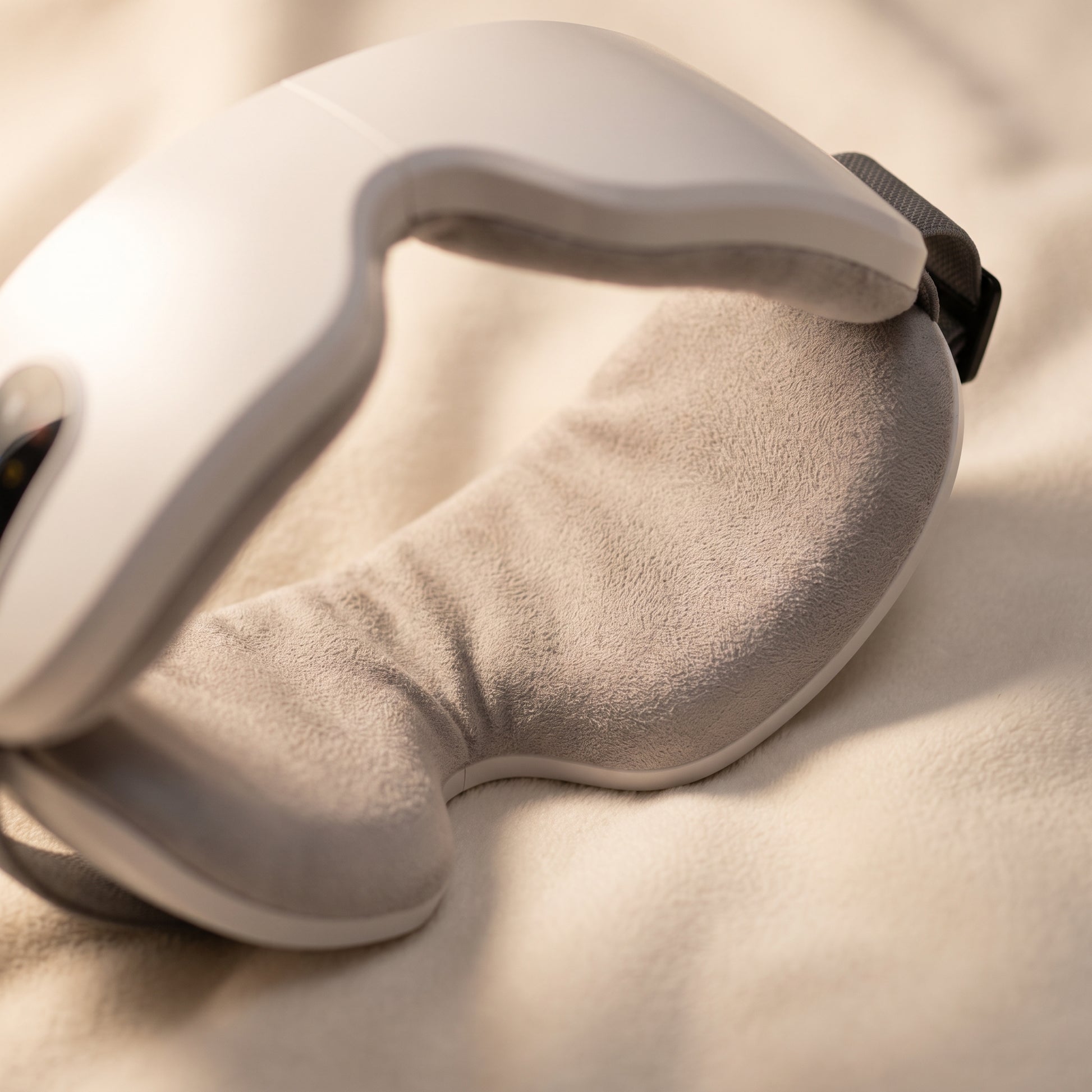 The soft padded lining of the Velto Heated Eye Massager that rests gently against the eyes